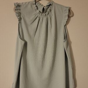 Chic Ruffle Sleeve Blouse - Sage